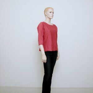 NWT Cupio Rose Crush Knit High Low Crew Neck Red Pink Sweater Women Size SP